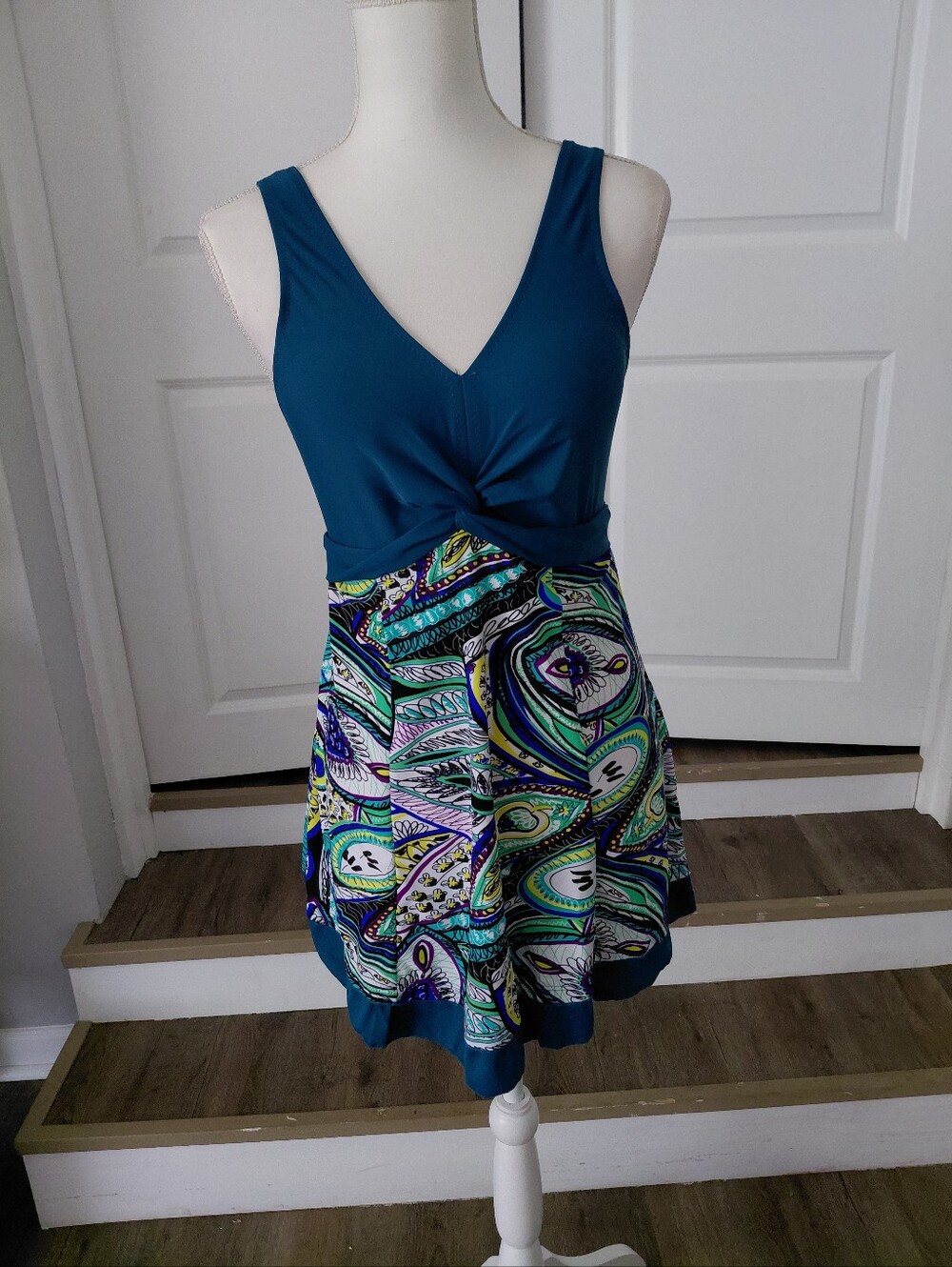 Ecupper Womens One Piece Shaping Body Foral Swimwear Sleeveless/ Boyshorts S NWT